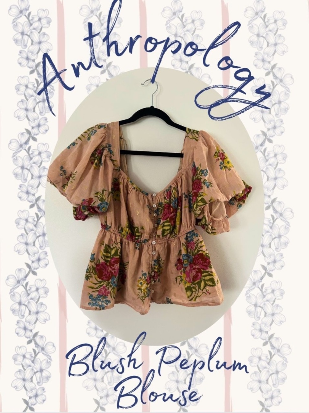 Anthropologie Blush Peplum Blouse 🌸